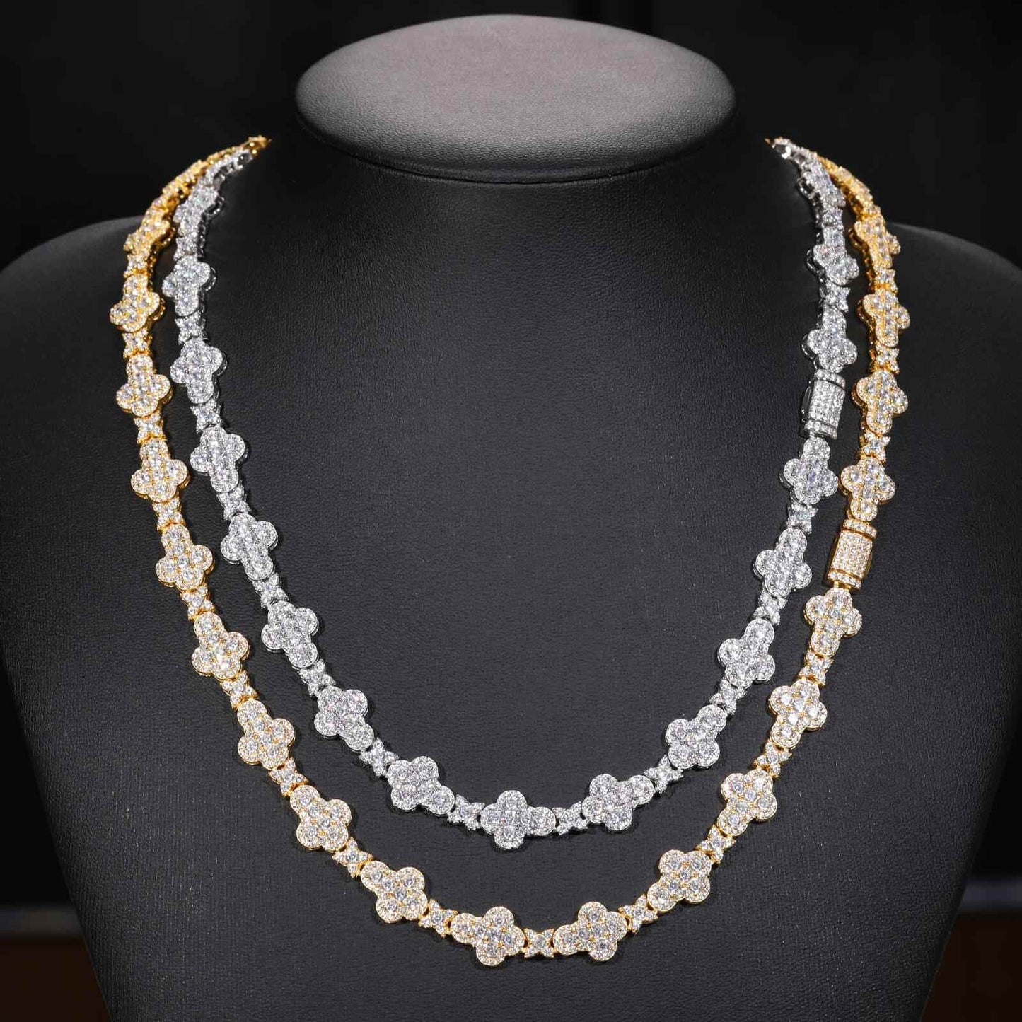 925 Iced Out Cross Star Tennis Chain – Moissanite Edition - RIYOVA Jewelry