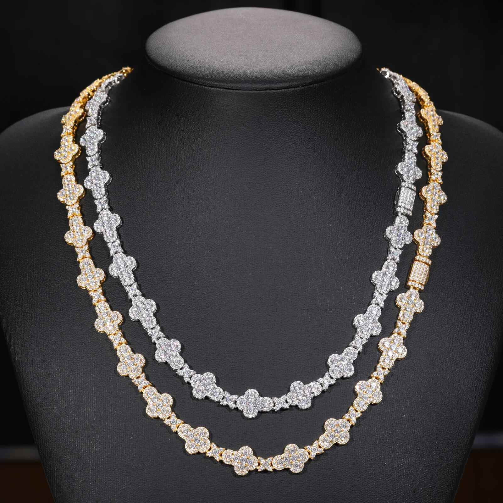 925 Iced Out Cross Star Tennis Chain – Moissanite Edition - RIYOVA Jewelry