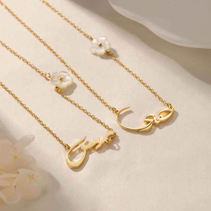 Customizable Mother of Pearl Flower Necklace - RIYOVA Jewelry