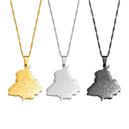 Punjab Map Pendant Necklace - RIYOVA Jewelry