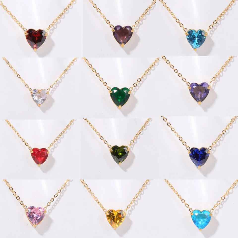 Birthstone Heart Necklace - RIYOVA Jewelry