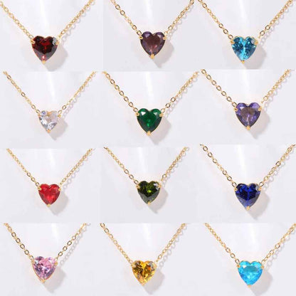 Birthstone Heart Necklace - RIYOVA Jewelry
