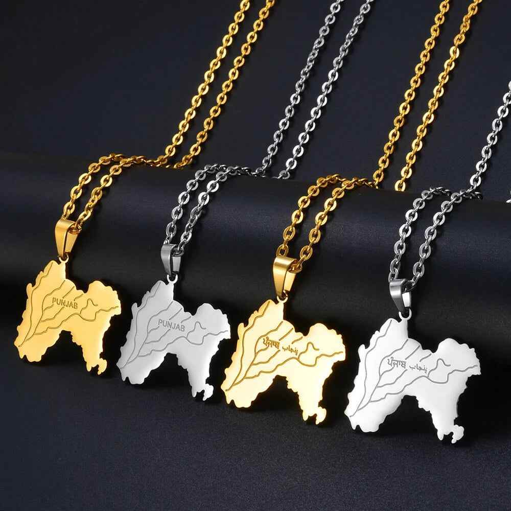 Historic Punjab Map Necklace – Pre-1947 Edition - RIYOVA Jewelry