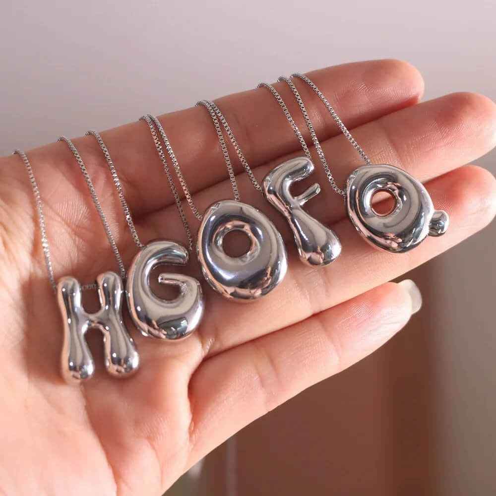 Yumi Bubble Initial Necklace - RIYOVA Jewelry