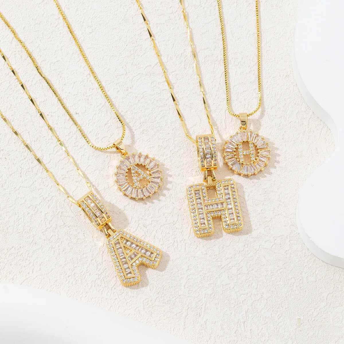 Hana Twin Sparkling Initial Necklace - RIYOVA Jewelry