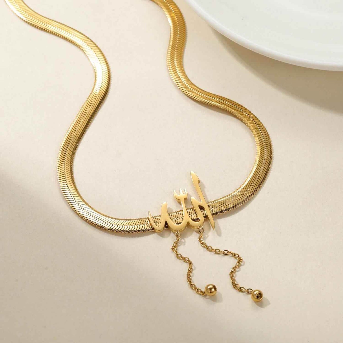 Spiritual Arabic Necklace – ‘Allah’ Calligraphy Pendant - RIYOVA Jewelry