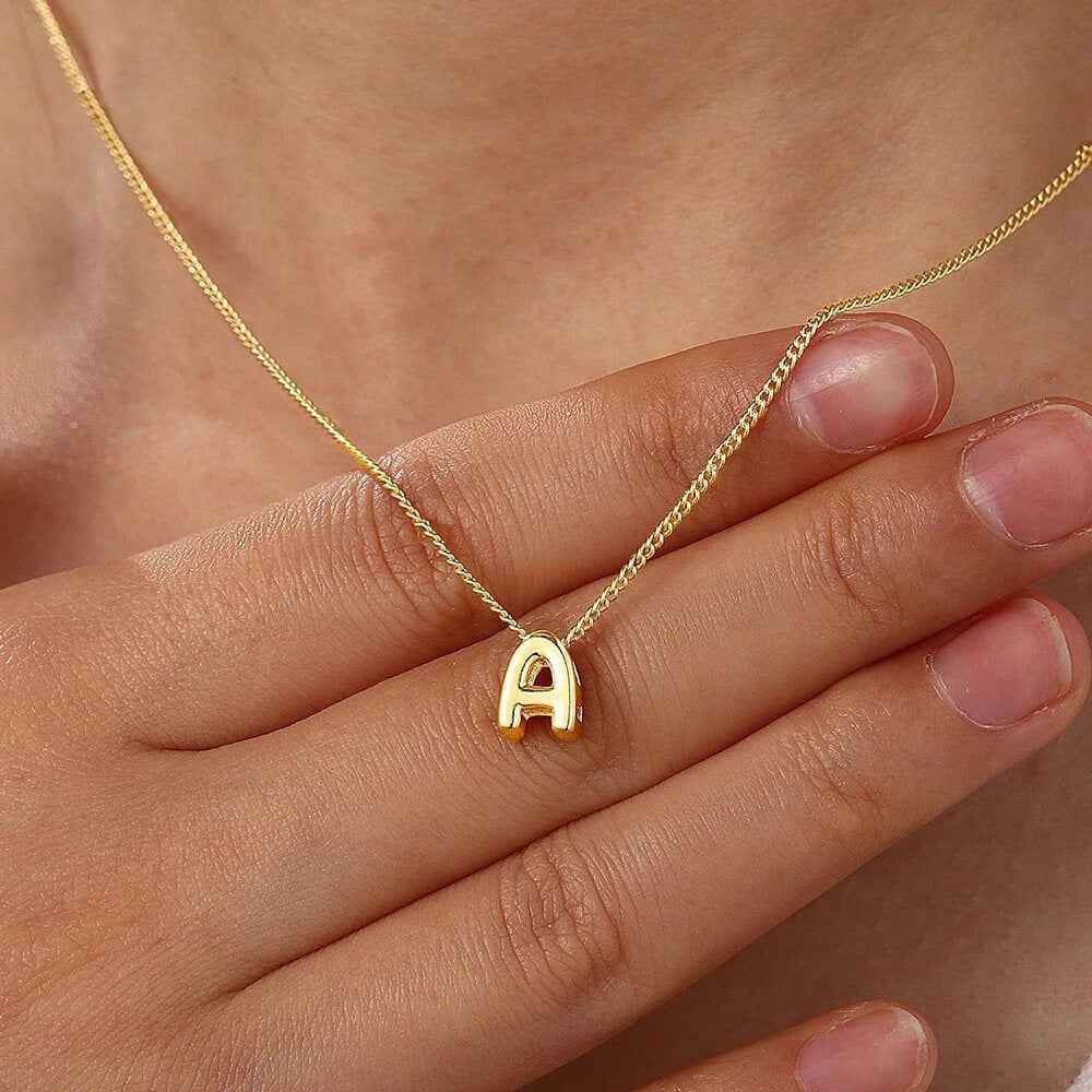 Dainty Mini Bubble Letter Necklace - RIYOVA Jewelry