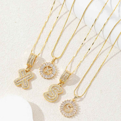 Hana Twin Sparkling Initial Necklace - RIYOVA Jewelry