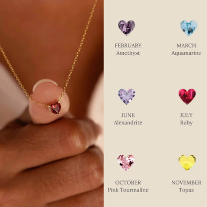 Birthstone Heart Necklace - RIYOVA Jewelry