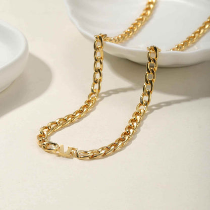 Welded Letter Cuban Chain Necklace - RIYOVA Jewelry