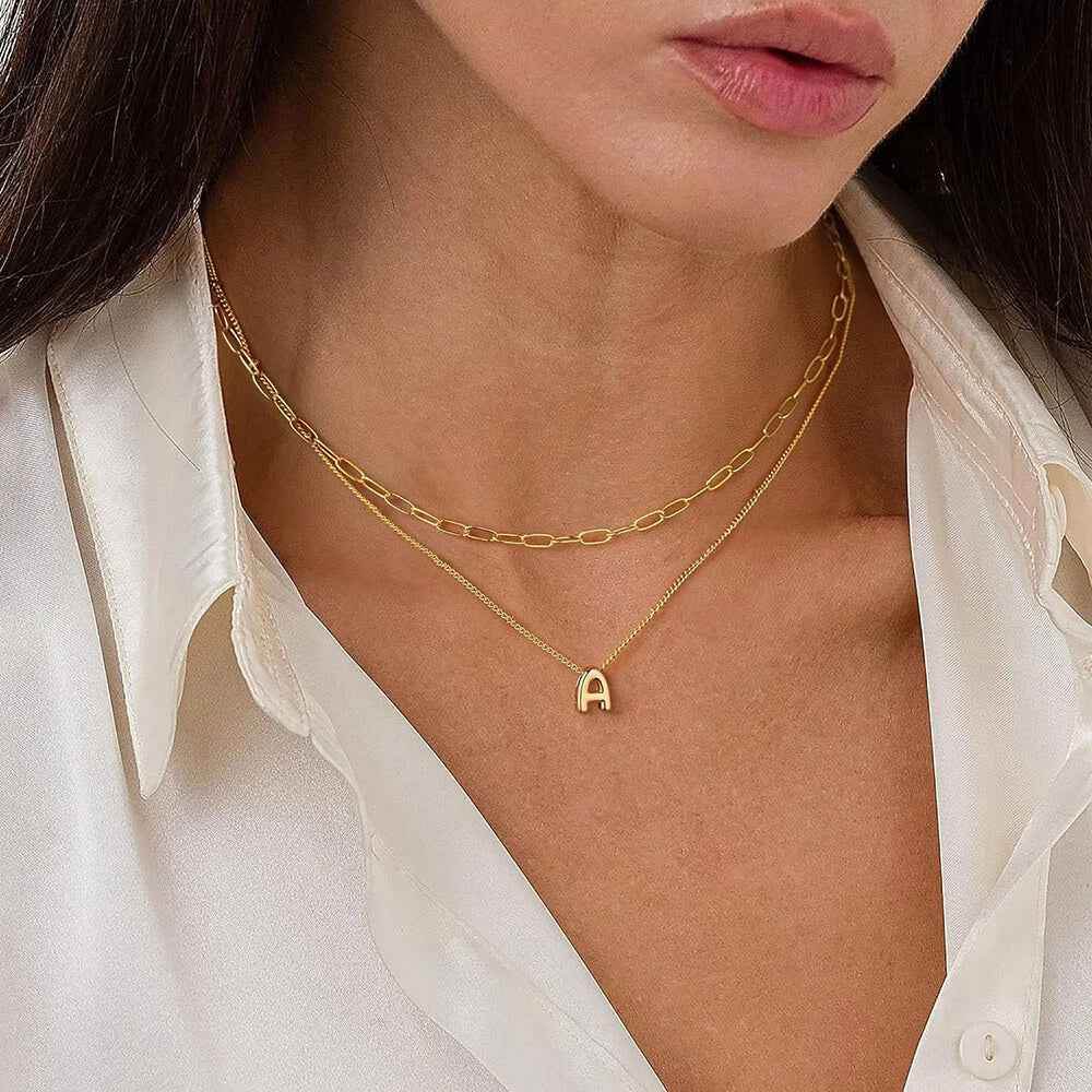 Dainty Mini Bubble Letter Necklace - RIYOVA Jewelry