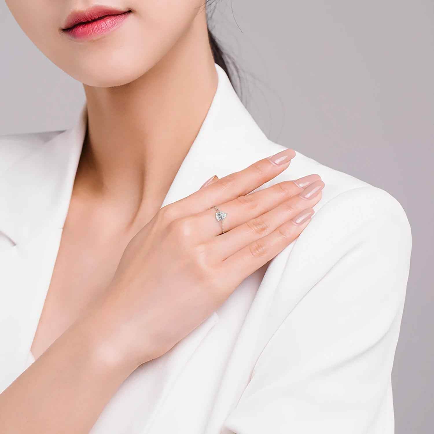 Crystal Self Love Drop Chain Ring - RIYOVA Jewelry