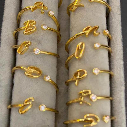 Carta A-Z Initial Rings - RIYOVA Jewelry