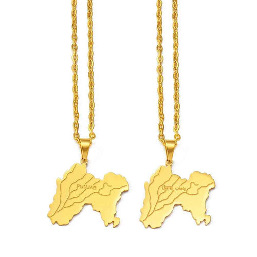 Historic Punjab Map Necklace – Pre-1947 Edition - RIYOVA Jewelry
