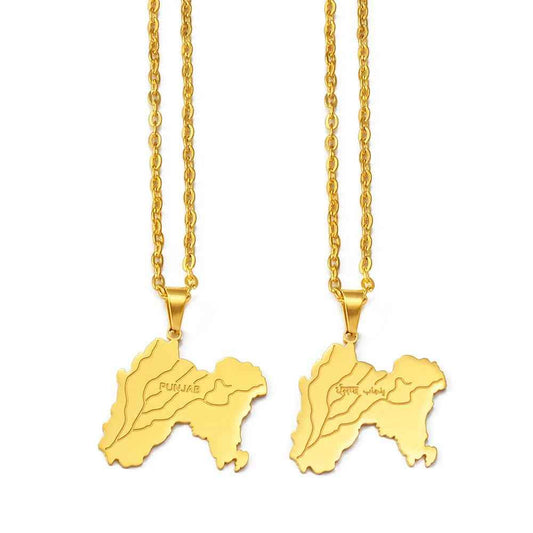 Historic Punjab Map Necklace – Pre-1947 Edition - RIYOVA Jewelry