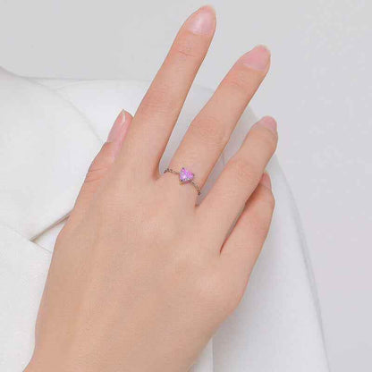 Heart Opal Chain Ring - RIYOVA Jewelry