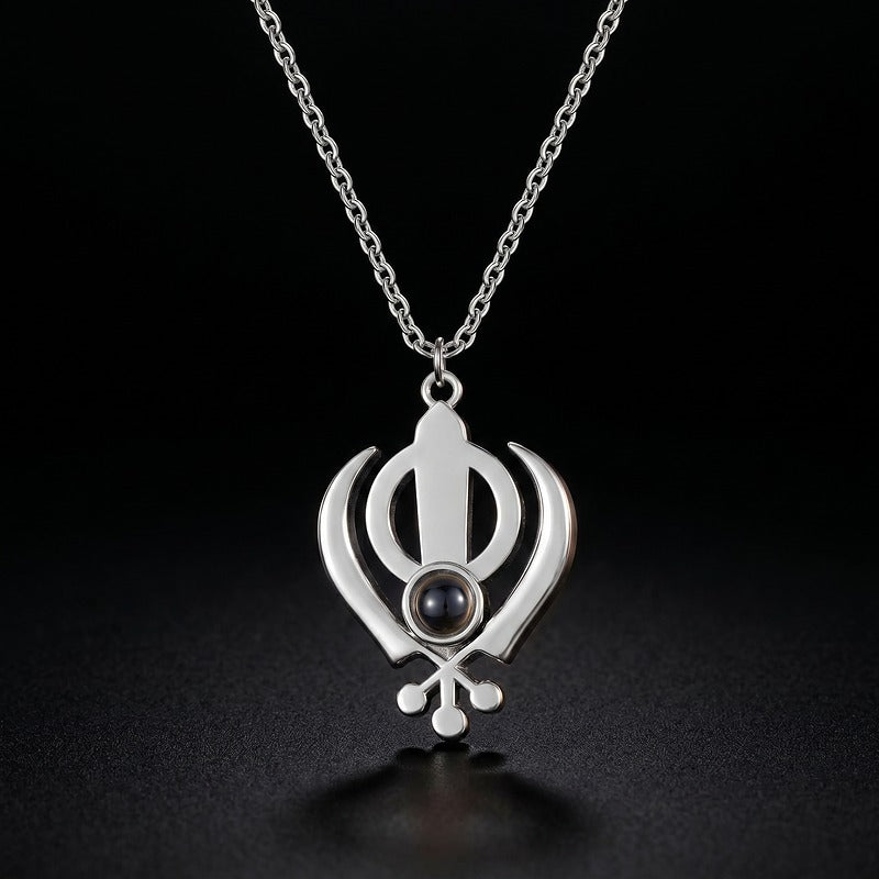 3D Khanda Punjabi Projection Necklace RIYOVA