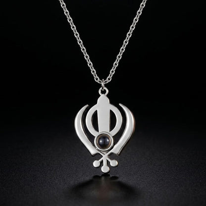 3D Khanda Punjabi Projection Necklace RIYOVA