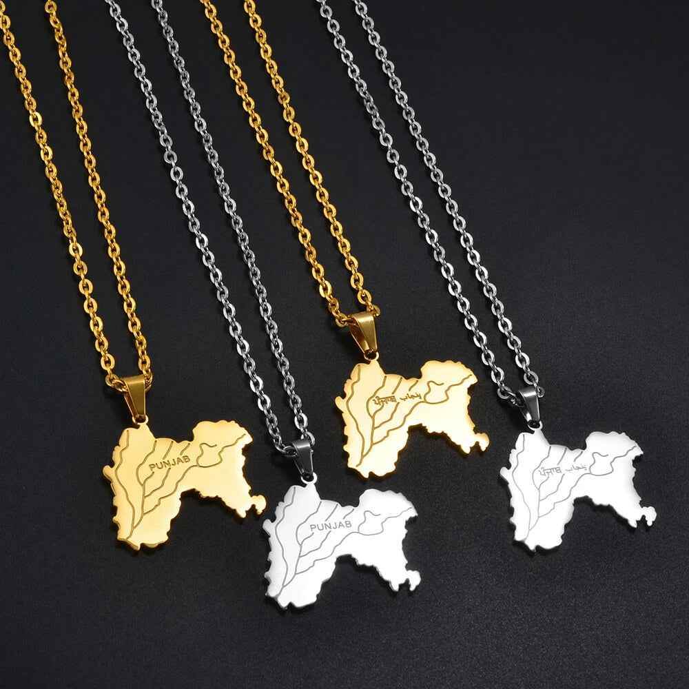 Historic Punjab Map Necklace – Pre-1947 Edition - RIYOVA Jewelry