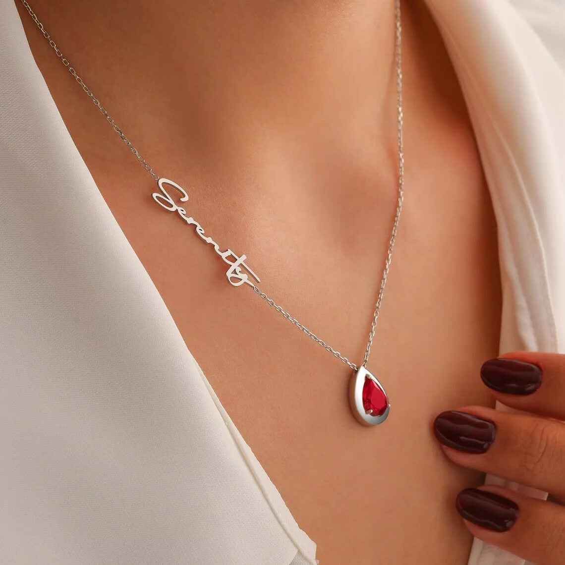 Custom Alexandrite Birthstone Name Necklace - RIYOVA Jewelry