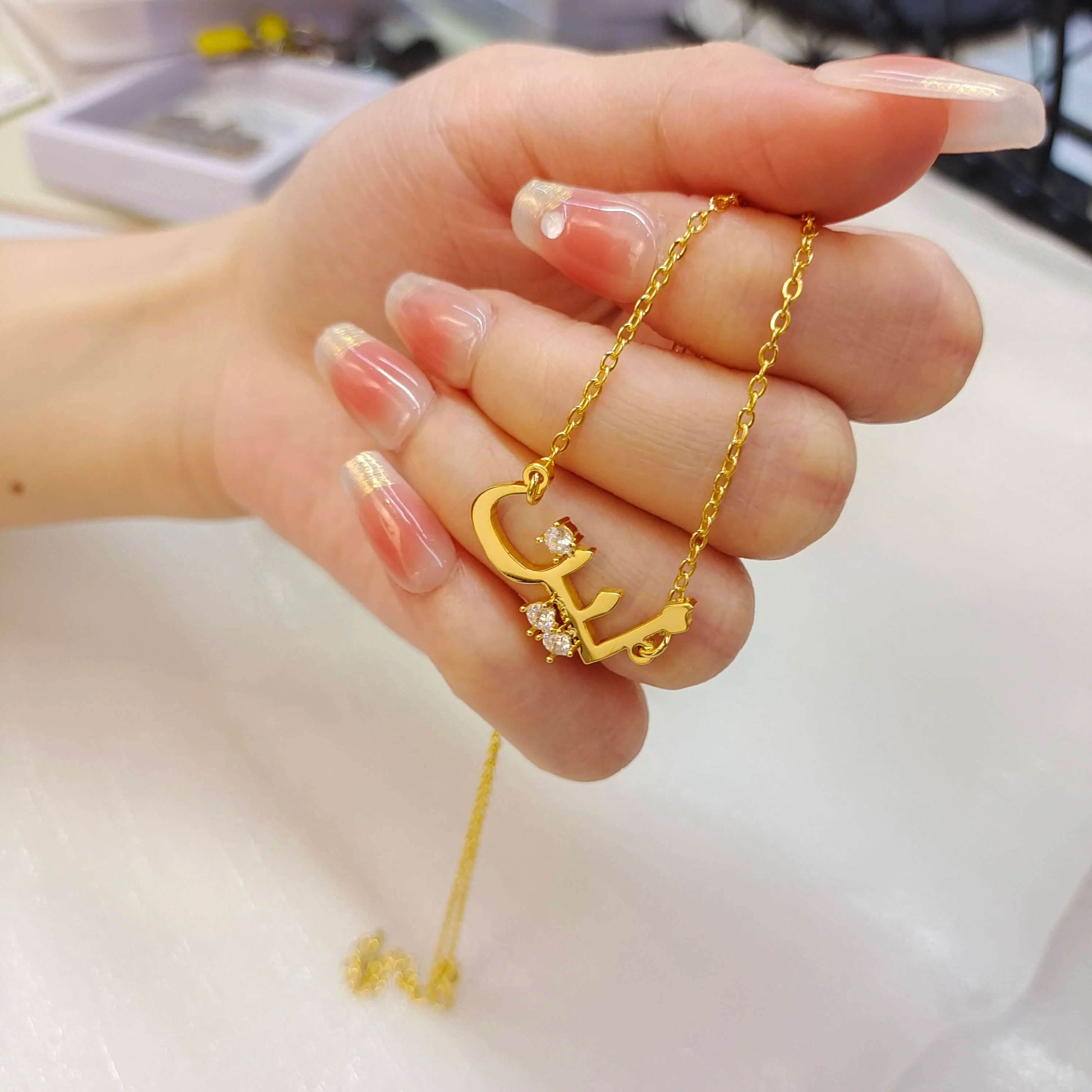 Custom Arabic Zirconia Necklace - RIYOVA Jewelry