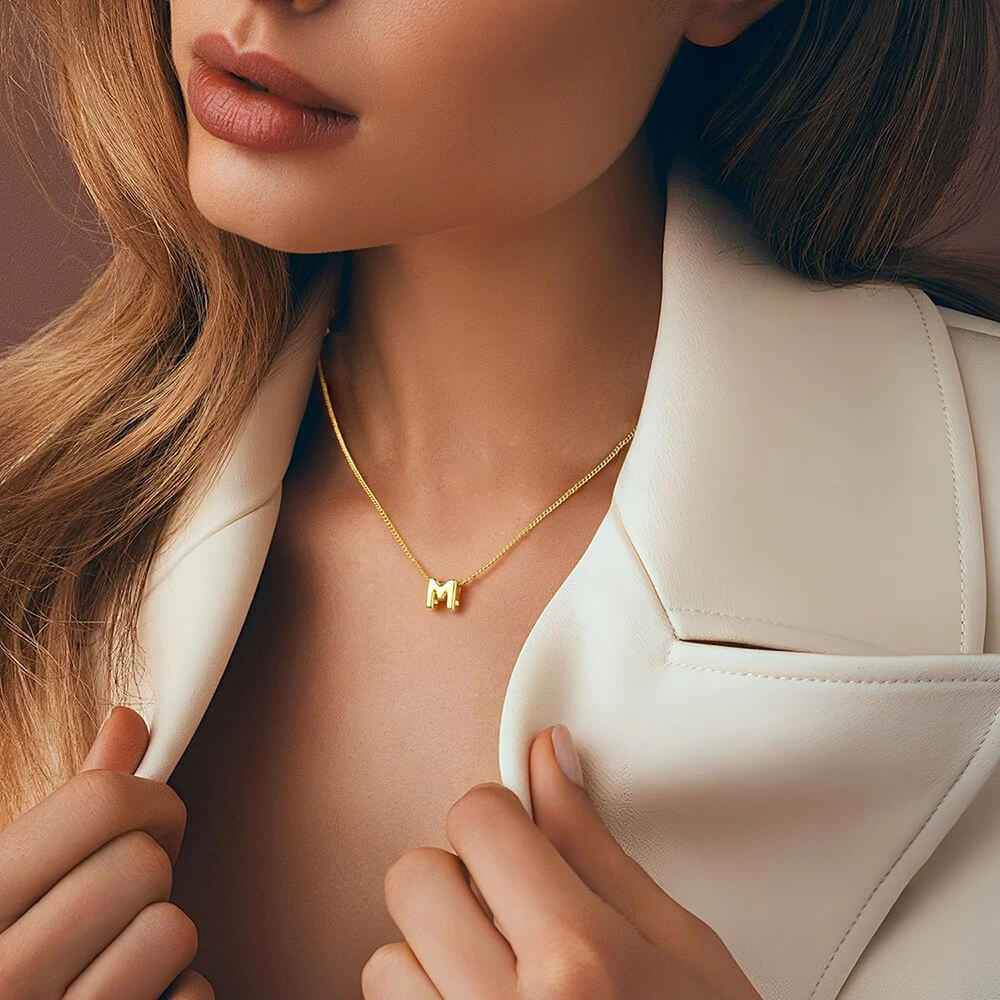 Dainty Mini Bubble Letter Necklace - RIYOVA Jewelry
