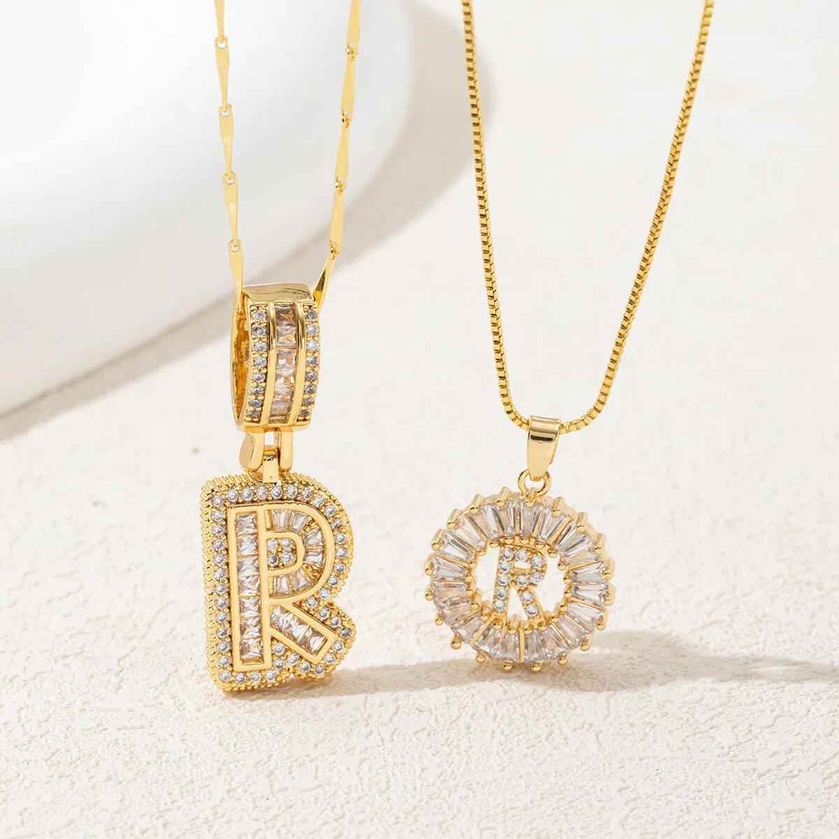 Hana Twin Sparkling Initial Necklace - RIYOVA Jewelry