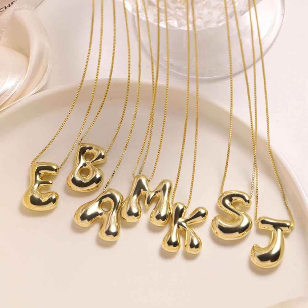 Yumi Bubble Initial Necklace - RIYOVA Jewelry