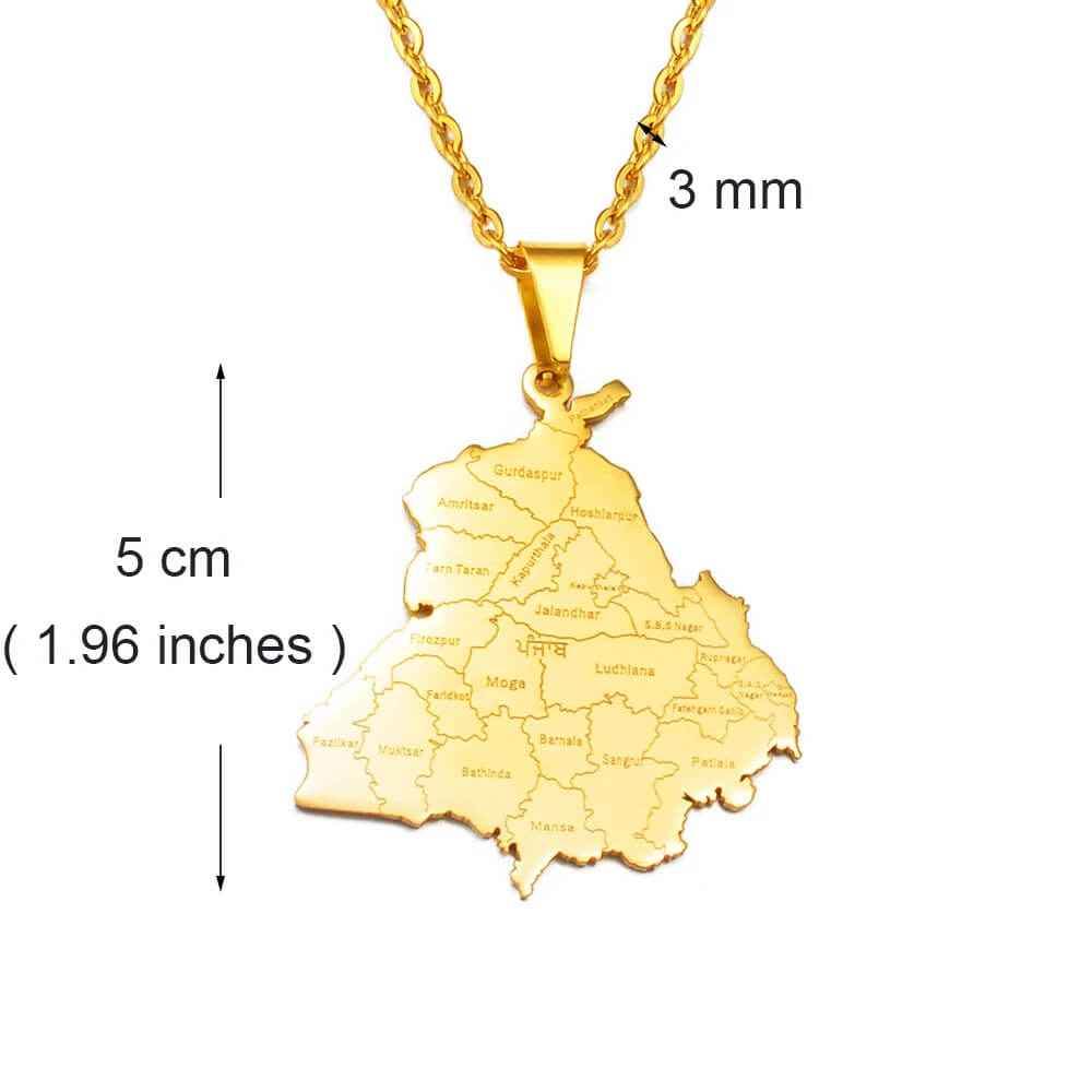 Punjab Map Pendant Necklace - RIYOVA Jewelry