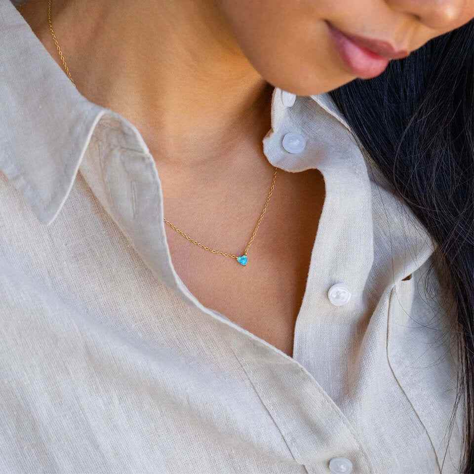 Birthstone Heart Necklace - RIYOVA Jewelry