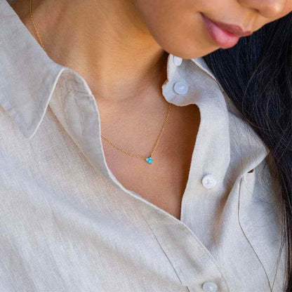 Birthstone Heart Necklace - RIYOVA Jewelry
