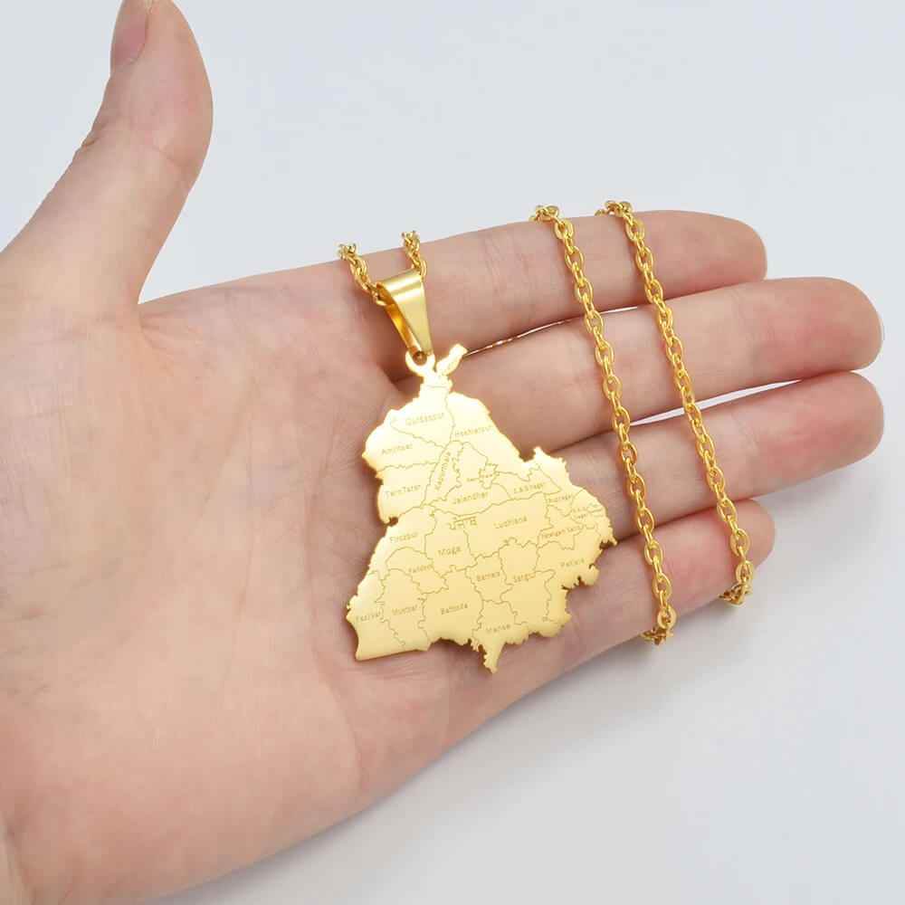 Punjab Map Pendant Necklace - RIYOVA Jewelry