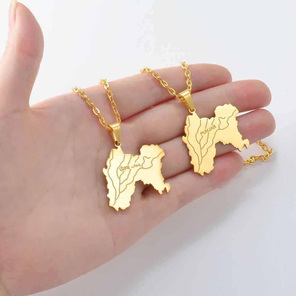 Historic Punjab Map Necklace – Pre-1947 Edition - RIYOVA Jewelry