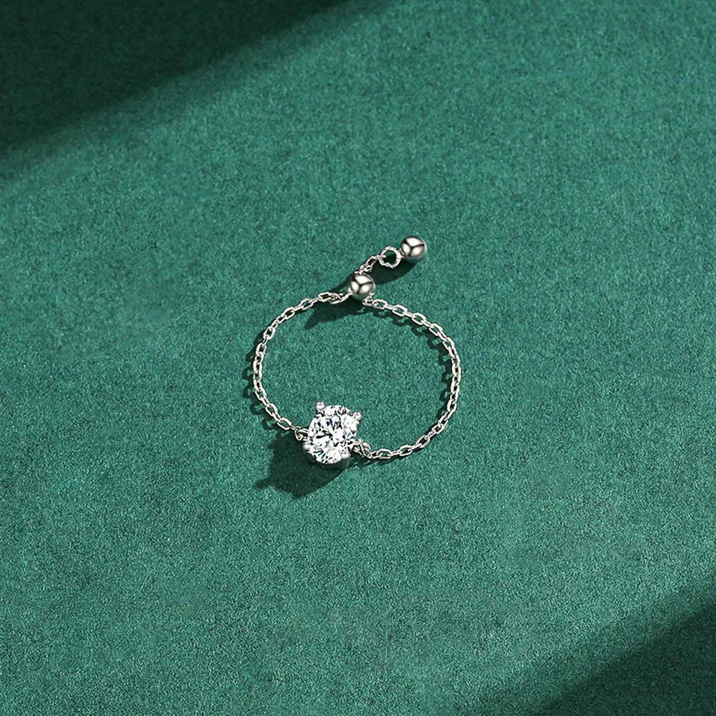 Dusty Oval Crystal Chain Ring - RIYOVA Jewelry