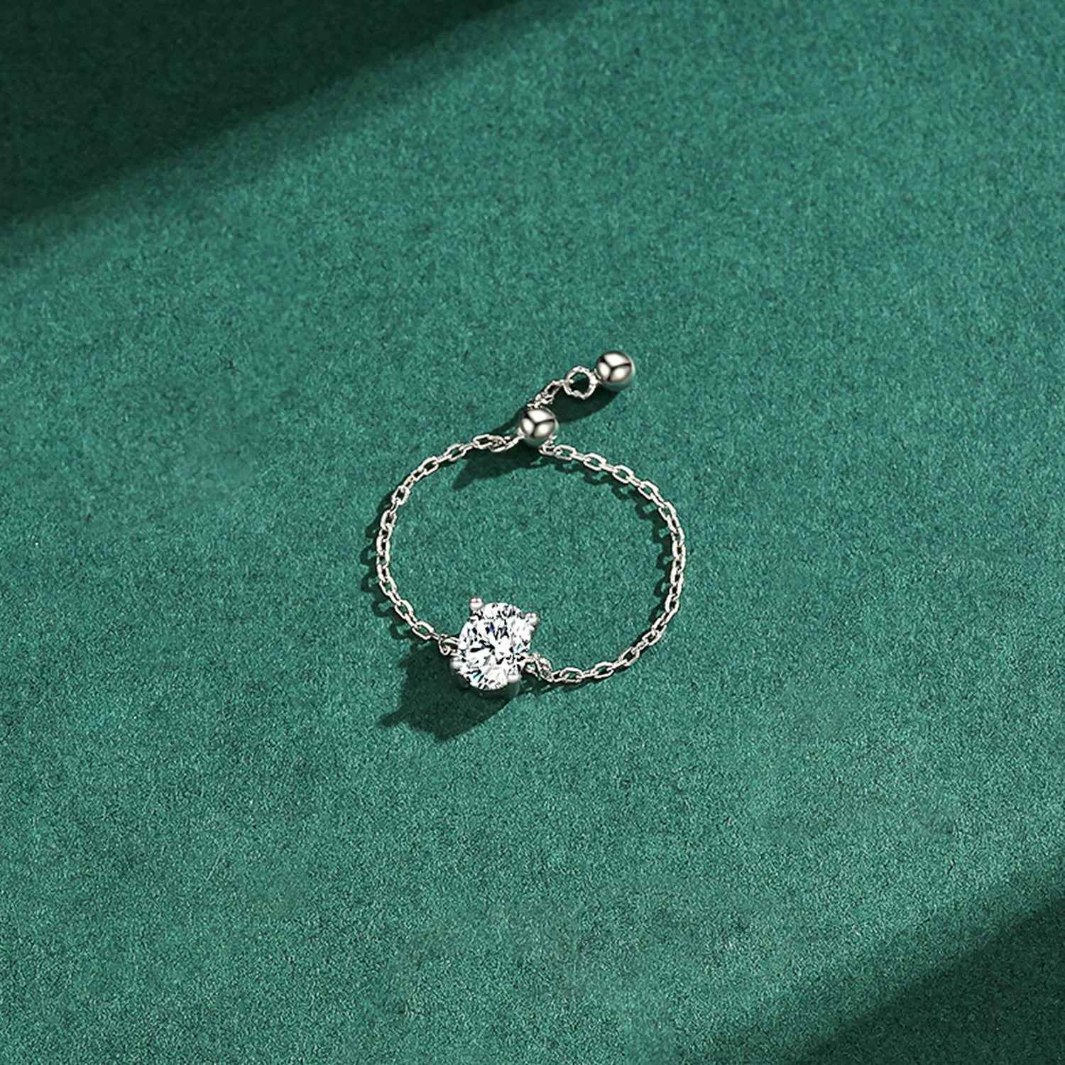 Dusty Oval Crystal Chain Ring - RIYOVA Jewelry