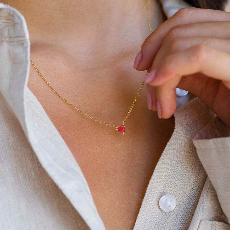 Birthstone Heart Necklace - RIYOVA Jewelry