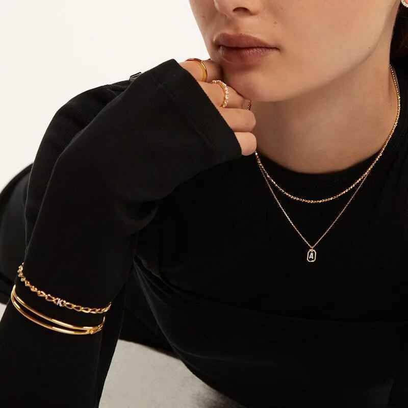 Roman Initial Pendant Necklace - RIYOVA Jewelry