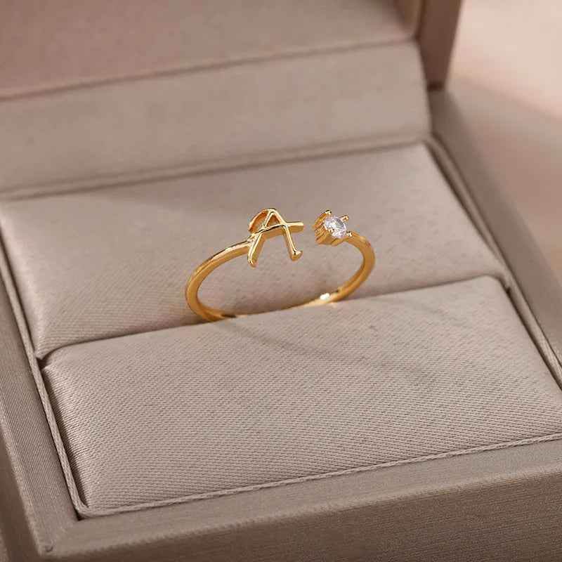 Carta A-Z Initial Rings - RIYOVA Jewelry
