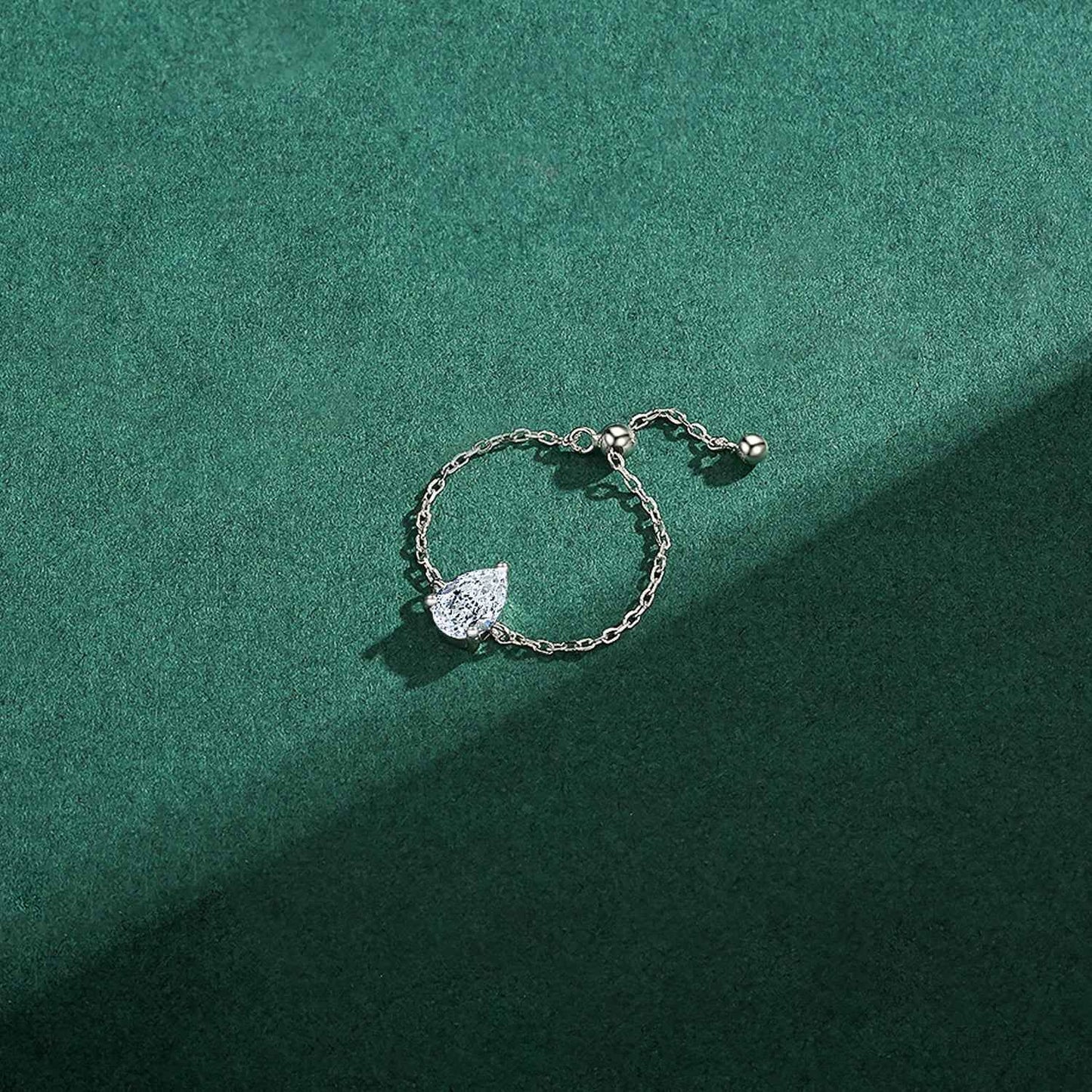 Crystal Self Love Drop Chain Ring - RIYOVA Jewelry