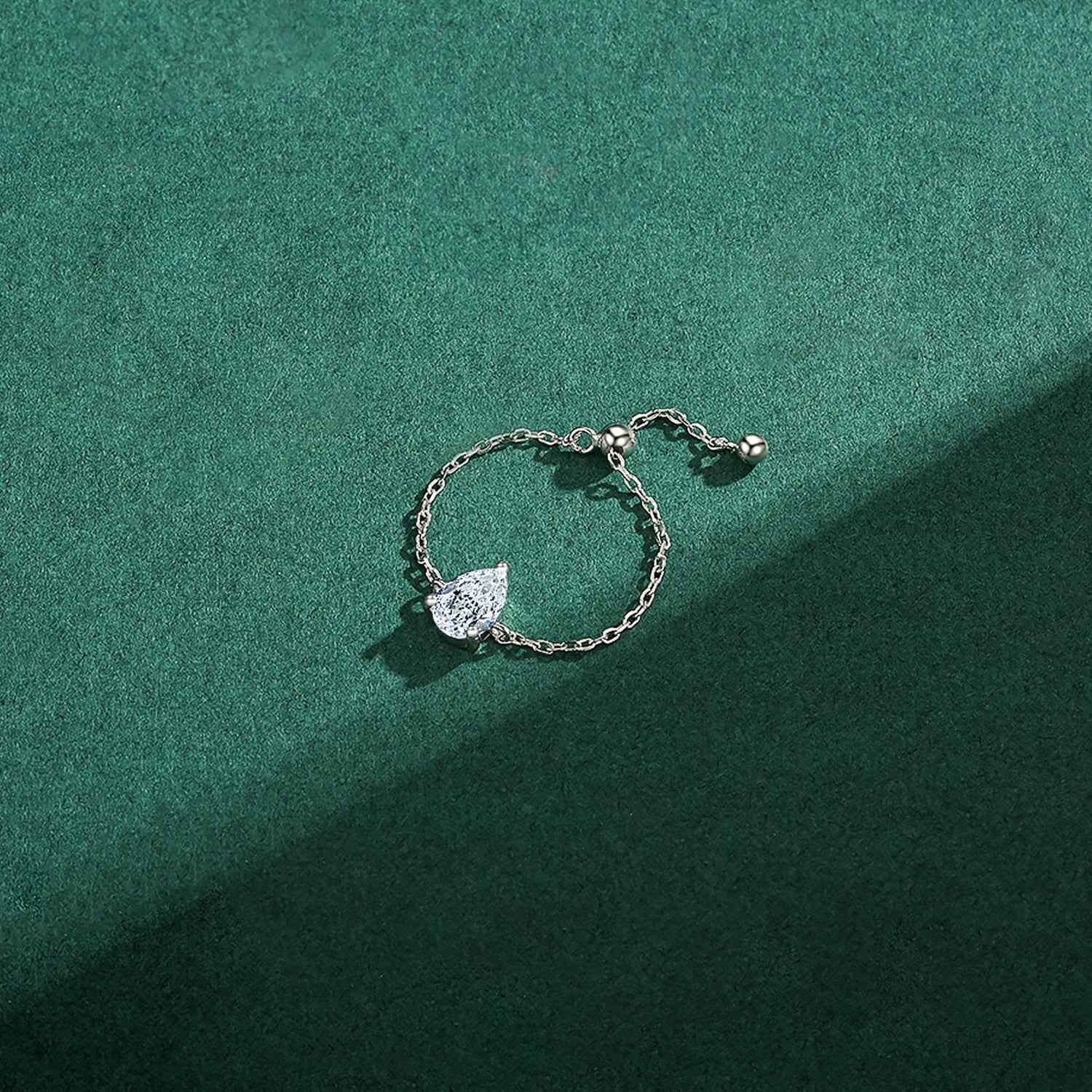 Crystal Self Love Drop Chain Ring - RIYOVA Jewelry
