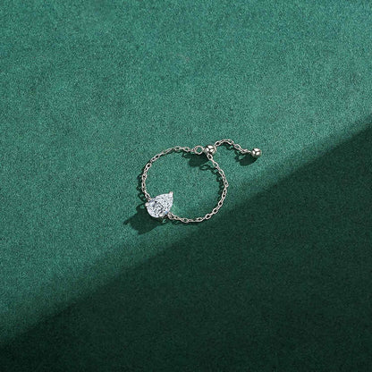 Crystal Self Love Drop Chain Ring - RIYOVA Jewelry