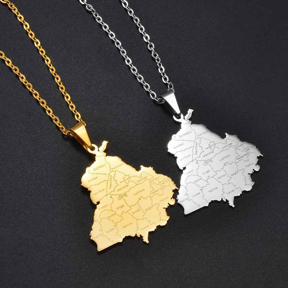 Punjab Map Pendant Necklace - RIYOVA Jewelry