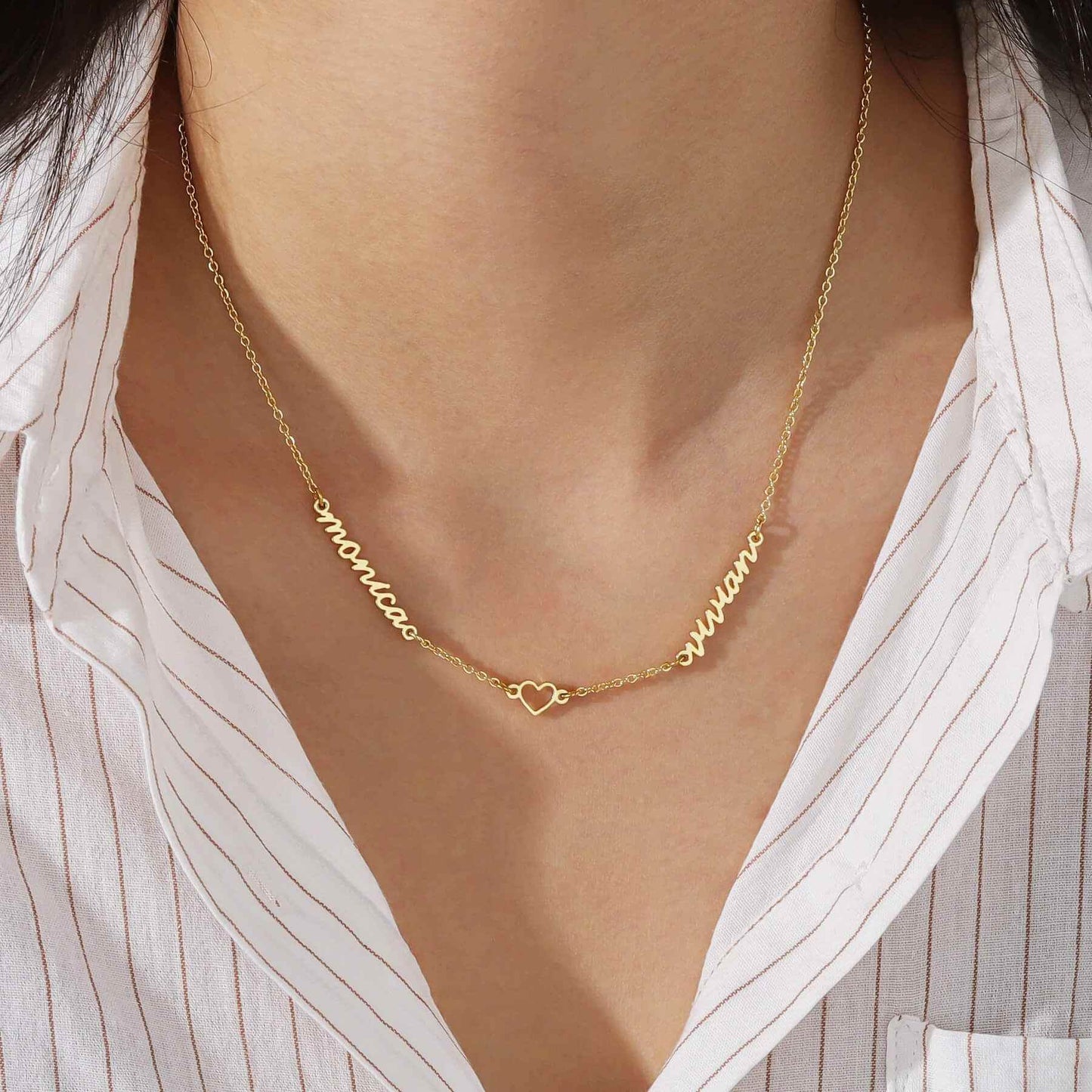 Custom Love Double Name Necklace - RIYOVA Jewelry
