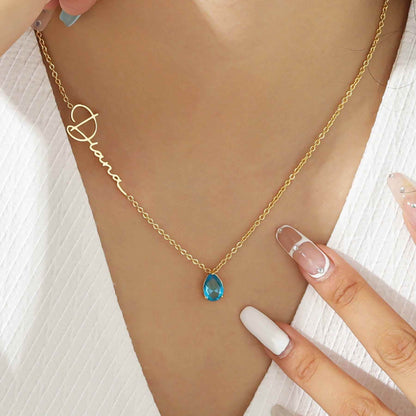 Custom Alexandrite Birthstone Name Necklace - RIYOVA Jewelry