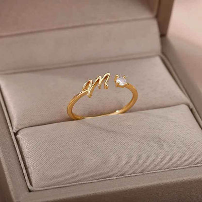 Carta A-Z Initial Rings - RIYOVA Jewelry