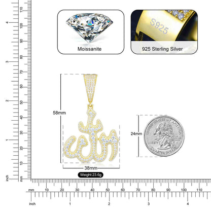 Iced Out Islamic Moissanite Pendant - RIYOVA Jewelry
