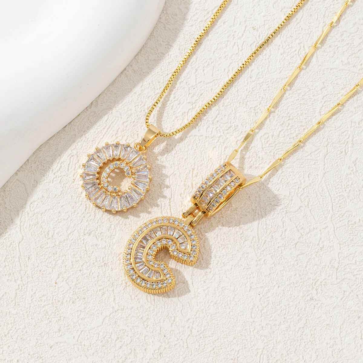 Hana Twin Sparkling Initial Necklace - RIYOVA Jewelry