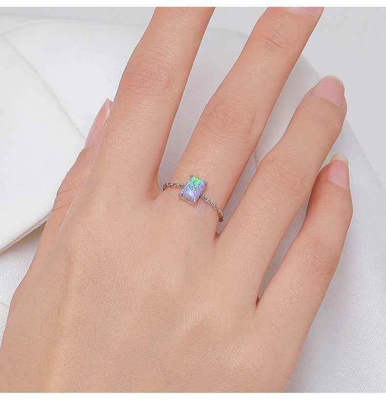 Mystic Opal Chain Ring - RIYOVA Jewelry