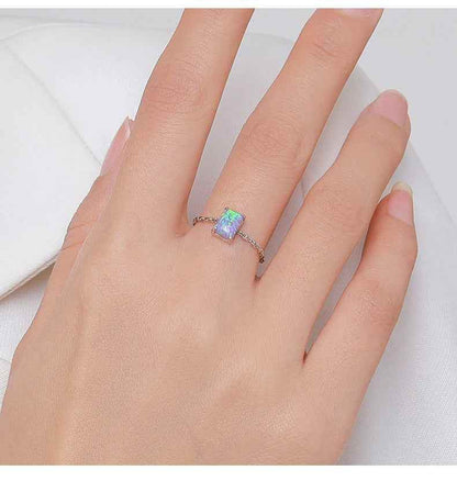 Mystic Opal Chain Ring - RIYOVA Jewelry