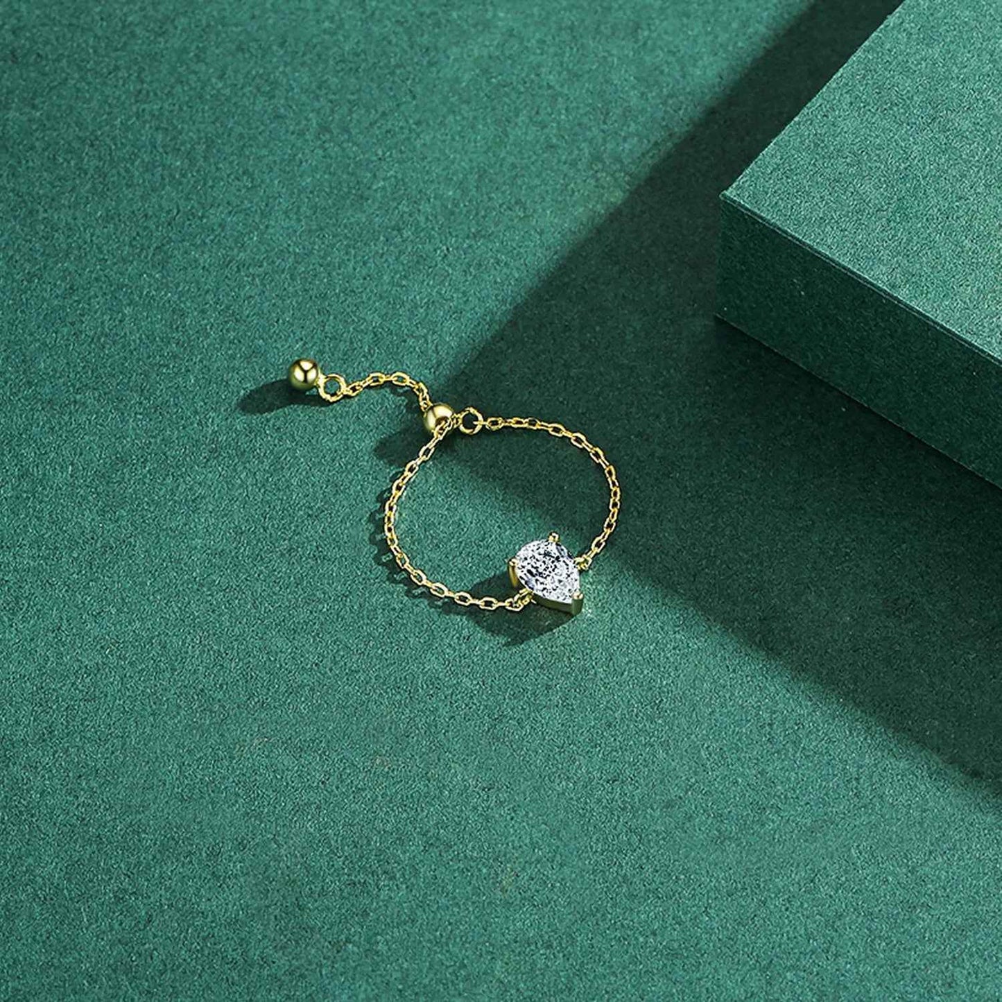 Crystal Self Love Drop Chain Ring - RIYOVA Jewelry
